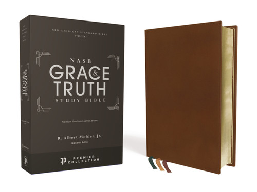 NASB, The Grace and Truth Study Bible, Premium Goatskin Leather, Brown, Premier Collection, Black Letter, 1995 Text, Art Gilded Edges, Comfort Print book cover by Zondervan