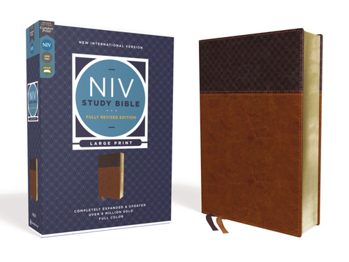 NIV Study Bible, Fully Revised Edition (Study Deeply. Believe Wholeheartedly.), Large Print, Leathersoft, Brown, Red Letter, Comfort Print (NIV Study Bible, Fully Revised Edition) book cover by Zondervan