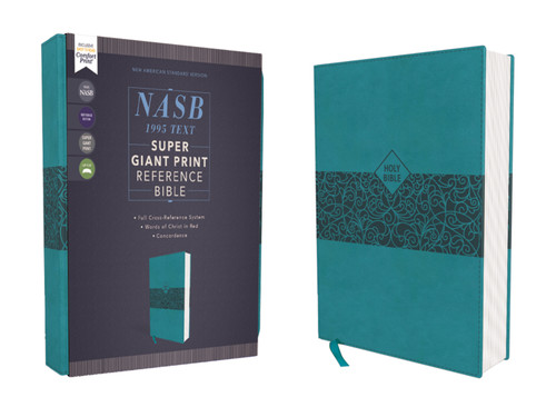 NASB, Super Giant Print Reference Bible (Font Size: 16.5-point), Leathersoft, Teal, Red Letter, 1995 Text, Comfort Print book cover by Zondervan