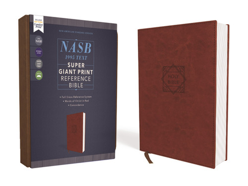 NASB, Super Giant Print Reference Bible (Font Size: 16.5-point), Leathersoft, Brown, Red Letter, 1995 Text, Comfort Print book cover by Zondervan