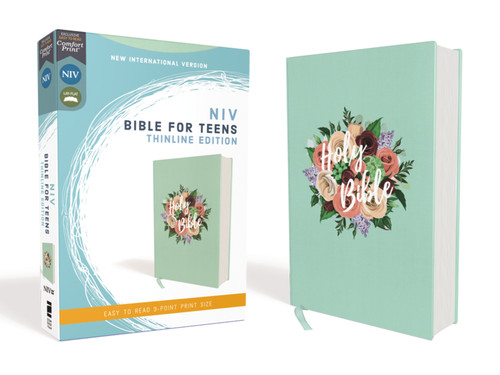 NIV, Bible for Teens, Thinline Edition, Cloth over Board, Floral, Red Letter, Comfort Print book cover by Zondervan