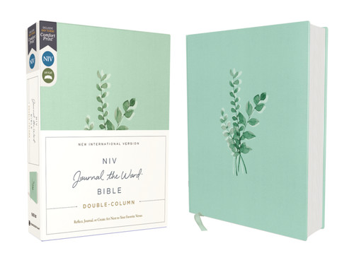 NIV, Journal the Word Bible (Perfect for Note-Taking), Double-Column, Cloth over Board, Teal, Red Letter, Comfort Print: Reflect, Take Notes, or Create Art Next to Your Favorite Verses (NIV Journal the Word Bible) book cover by Zondervan