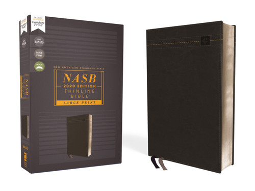 NASB, Thinline Bible, Large Print, Leathersoft, Black, Red Letter, 2020 Text, Comfort Print book cover by Zondervan