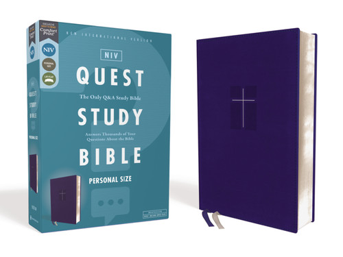 NIV, Quest Study Bible, Personal Size, Leathersoft, Blue, Comfort Print: The Only Q and A Study Bible book cover by Zondervan