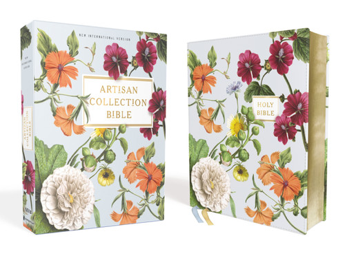 NIV, Artisan Collection Bible, Leathersoft, Blue Floral, Red Letter, Comfort Print book cover by Zondervan