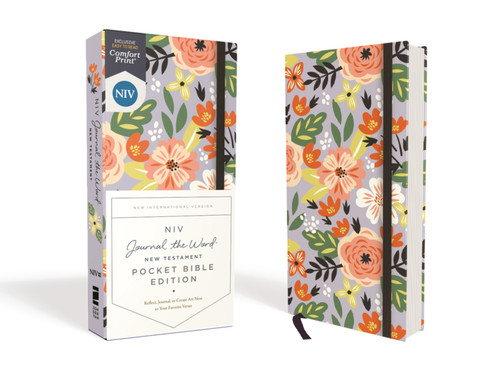 NIV, Journal the Word New Testament (Perfect for Note-Taking), Pocket Bible Edition, Hardcover, Floral, Red Letter, Comfort Print (NIV Journal the Word Bible) book cover by Zondervan