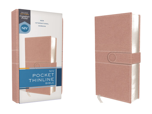 NIV, Pocket Thinline Bible, Leathersoft, Pink, Snap Closure, Red Letter, Comfort Print book cover by Zondervan