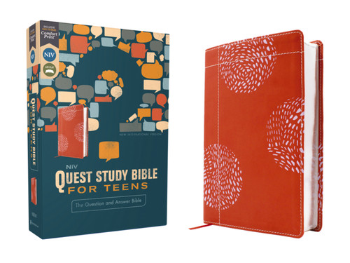 NIV, Quest Study Bible for Teens, Leathersoft, Coral, Comfort Print: The Question and Answer Bible book cover by Zondervan