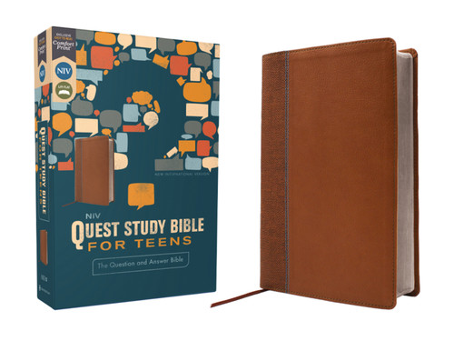 NIV, Quest Study Bible for Teens, Leathersoft, Brown, Comfort Print: The Question and Answer Bible book cover by Zondervan