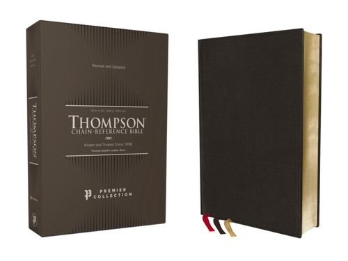 NKJV, Thompson Chain-Reference Bible, Premium Goatskin Leather, Black, Premier Collection, Black Letter, Art Gilded Edges, Comfort Print book cover by Zondervan