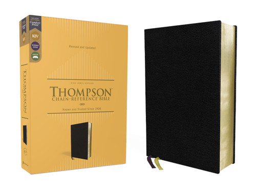 KJV, Thompson Chain-Reference Bible, European Bonded Leather, Black, Red Letter, Comfort Print book cover by Zondervan