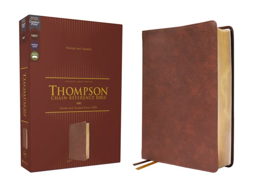 NKJV, Thompson Chain-Reference Bible, Leathersoft, Brown, Red Letter, Comfort Print book cover by Zondervan