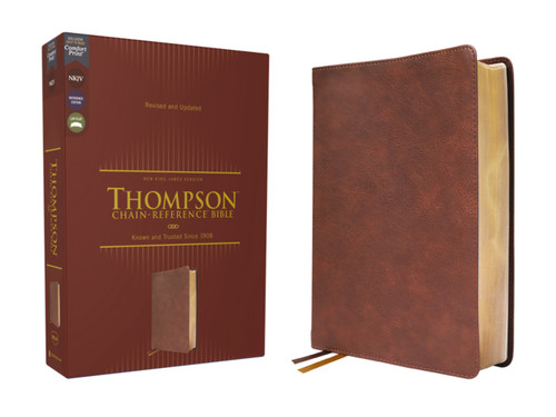 NKJV, Thompson Chain-Reference Bible, Leathersoft, Brown, Red Letter, Comfort Print book cover by Zondervan