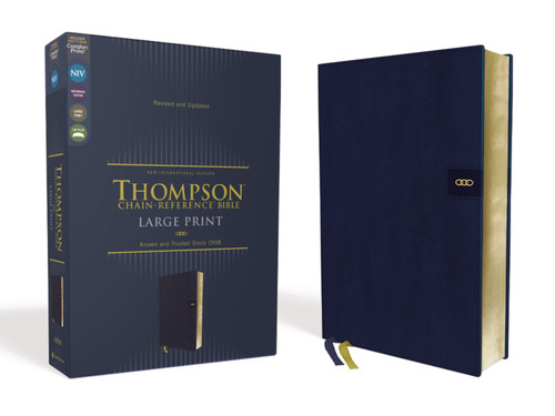 NIV, Thompson Chain-Reference Bible, Large Print, Leathersoft, Navy, Red Letter, Comfort Print book cover by Zondervan