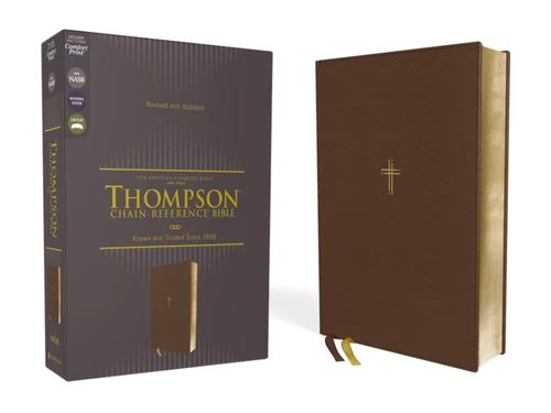 NASB, Thompson Chain-Reference Bible, Leathersoft, Brown, 1995 Text, Red Letter, Comfort Print book cover by Zondervan