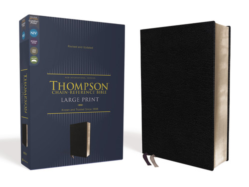 NIV, Thompson Chain-Reference Bible, Large Print, Bonded Leather, Black, Red Letter, Comfort Print book cover by Zondervan