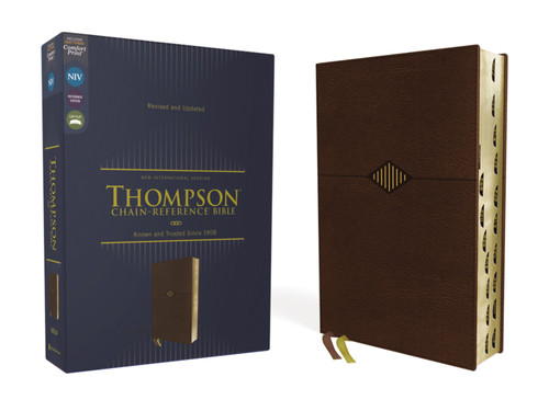NIV, Thompson Chain-Reference Bible, Leathersoft, Brown, Red Letter, Thumb Indexed, Comfort Print book cover by Zondervan