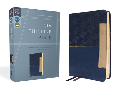 NIV, Thinline Bible, Leathersoft, Blue, Red Letter, Comfort Print book cover by Zondervan