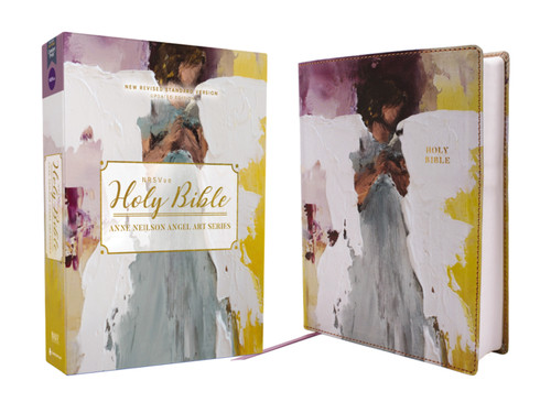 NRSVue, Holy Bible, Anne Neilson Angel Art Series, Double-Column Journal Edition, Leathersoft, Multi-Purple, Comfort Print book cover by Zondervan