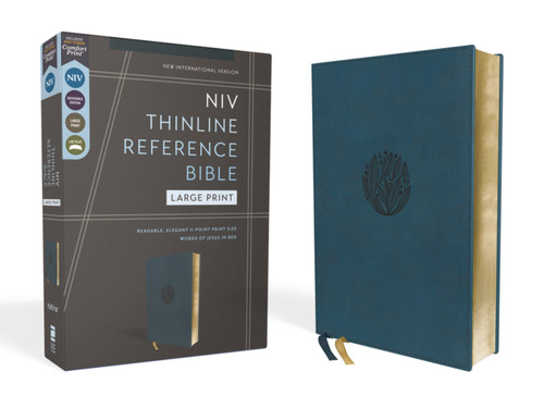 NIV, Thinline Reference Bible (Deep Study at a Portable Size), Large Print, Leathersoft, Teal, Red Letter, Comfort Print book cover by Zondervan