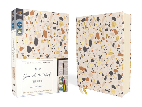 NIV, Journal the Word Bible (Perfect for Note-Taking), Cloth over Board, Cream, Red Letter, Comfort Print: Reflect, Take Notes, or Create Art Next to Your Favorite Verses (NIV Journal the Word Bible) book cover by Zondervan