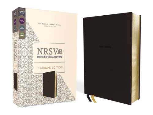 NRSVue, Holy Bible with Apocrypha, Journal Edition, Leathersoft, Black, Comfort Print book cover by Zondervan