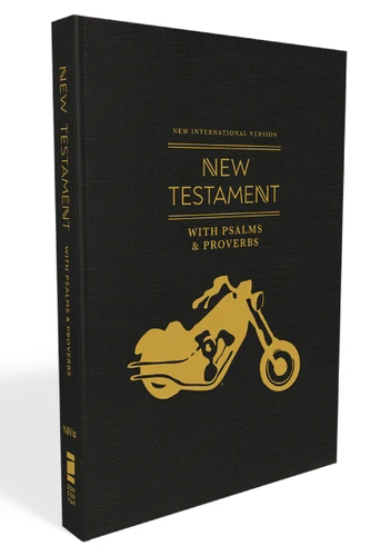 NIV, New Testament with Psalms and Proverbs, Pocket-Sized, Paperback, Black Motorcycle, Comfort Print book cover by Zondervan