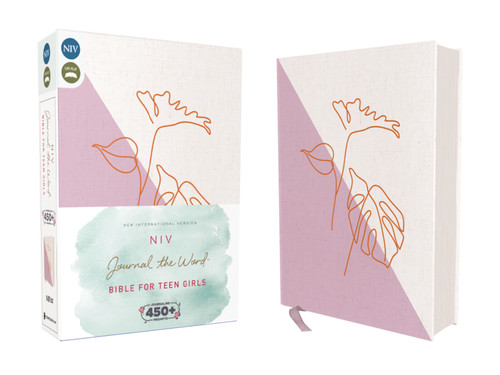NIV, Journal the Word Bible for Teen Girls, Cloth over Board, Lavender/White, Red Letter: Includes Over 450 Journaling Prompts! (NIV Journal the Word Bible) book cover by Zondervan