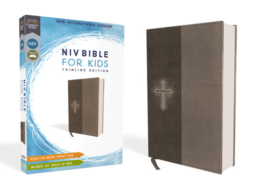 NIV, Bible for Kids, Leathersoft, Gray, Red Letter, Comfort Print: Thinline Edition book cover by Zondervan