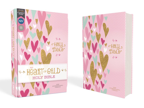 NIV, Heart of Gold Holy Bible, Hardcover, Red Letter, Comfort Print book cover by Zondervan