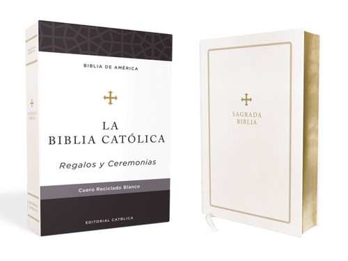 Biblia Católica, Regalos y Ceremonias, Piel reciclada, Blanco, Comfort Print book cover by Editorial  Católica, La Casa de la Biblia