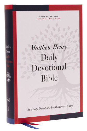 NKJV, Matthew Henry Daily Devotional Bible, Hardcover, Red Letter, Comfort Print: 366 Daily Devotions by Matthew Henry book cover by Zondervan