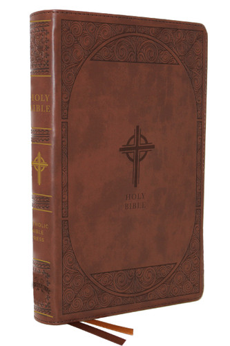 NABRE, New American Bible, Revised Edition, Catholic Bible, Large Print Edition, Leathersoft, Brown, Thumb Indexed, Comfort Print: Holy Bible book cover by Catholic Bible Press