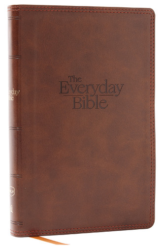 NKJV, The Everyday Bible, Brown Leathersoft, Red Letter, Comfort Print: 365 Daily Readings Through the Whole Bible book cover by Zondervan