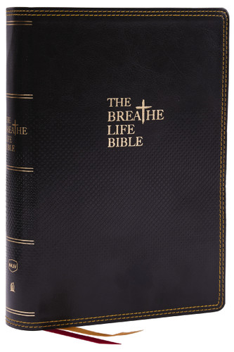 The Breathe Life Holy Bible: Faith in Action (NKJV, Black Leathersoft, Thumb Indexed, Red Letter, Comfort Print) book cover by Zondervan