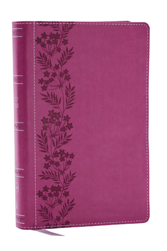 NKJV Personal Size Large Print Bible with 43,000 Cross References, Pink Leathersoft, Red Letter, Comfort Print (Thumb Indexed) book cover by Zondervan