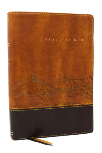 Peace of God Bible: Discover and Experience God's Shalom Throughout the Bible (NKJV, Brown Leathersoft, Red Letter, Comfort Print) book cover by Jeremiah J. Johnston, PhD