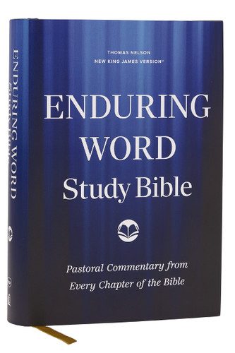 Enduring Word Study Bible: Pastoral Commentary from Every Chapter of the Bible (NKJV, Hardcover, Red Letter, Comfort Print) book cover by Zondervan