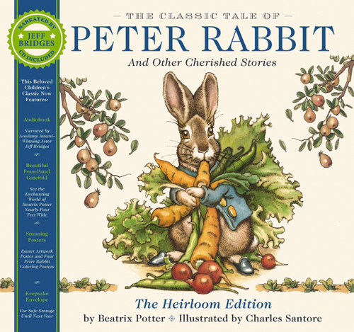 The Classic Tale of Peter Rabbit Heirloom Edition: The Classic Edition Hardcover with Audio CD Narrated by Jeff Bridges book cover by Beatrix Potter