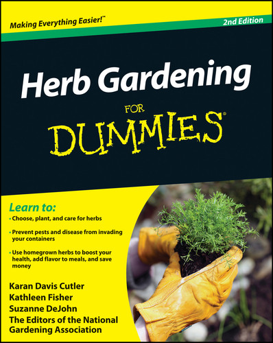 Herb Gardening For Dummies book cover by Karan Davis Cutler, Kathleen Fisher, Suzanne DeJohn, National Gardening Association