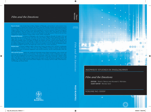 Film and the Emotions, Volume XXXIV (Midwest Studies in Philosophy) book cover by 