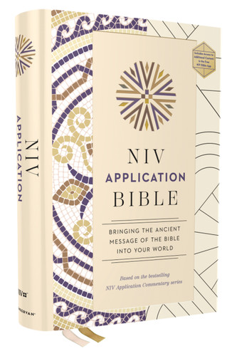 NIV Application Bible, Hardcover, Multi-Cream, Red Letter, Comfort Print: Bringing the Ancient Message of the Bible into Your World (NIV Application Commentary Resources) book cover by Zondervan