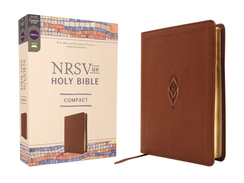 NRSVue, Holy Bible, Compact, Leathersoft, Brown, Comfort Print book cover by Zondervan