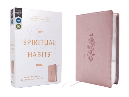 NIV, Spiritual Habits Bible, Leathersoft, Pink, Red Letter, Comfort Print: Learn to Live a Gospel-Centered Life book cover by Zondervan