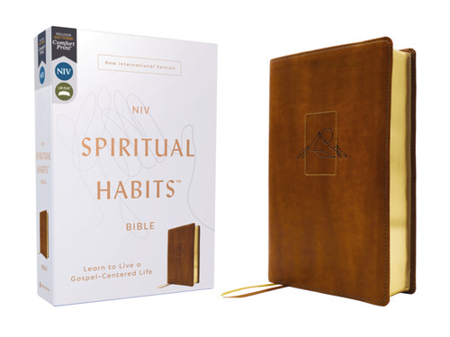 NIV, Spiritual Habits Bible, Leathersoft, Tan, Red Letter, Comfort Print: Learn to Live a Gospel-Centered Life book cover by Zondervan