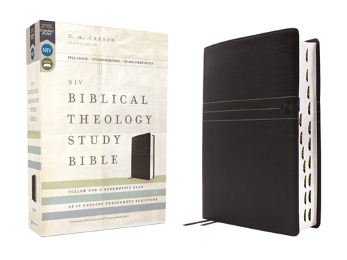 NIV, Biblical Theology Study Bible (Trace the Themes of Scripture), Leathersoft, Black, Thumb Indexed, Comfort Print: Follow God’s Redemptive Plan as It Unfolds throughout Scripture book cover by 