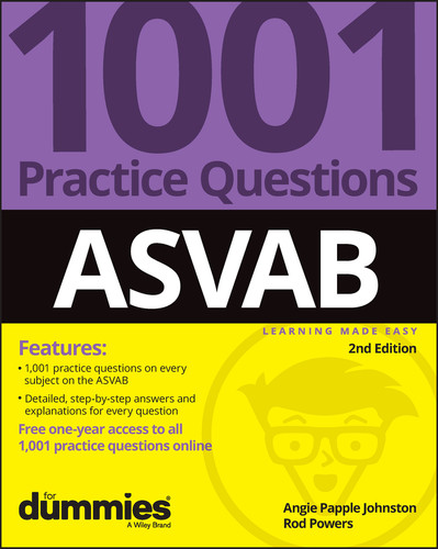 ASVAB: 1001 Practice Questions For Dummies (+ Online Practice) book cover by Angie Papple Johnston, Rod Powers