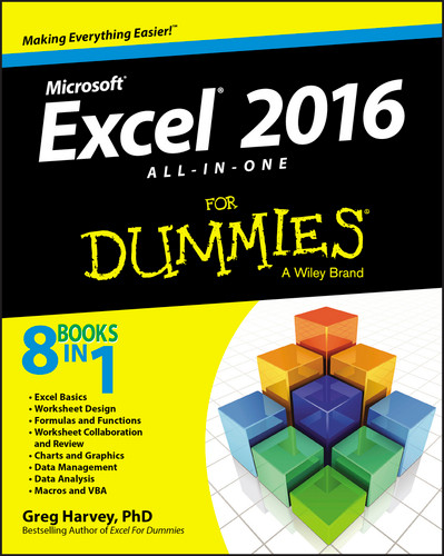 Excel 2016 All-in-One For Dummies book cover by Greg Harvey