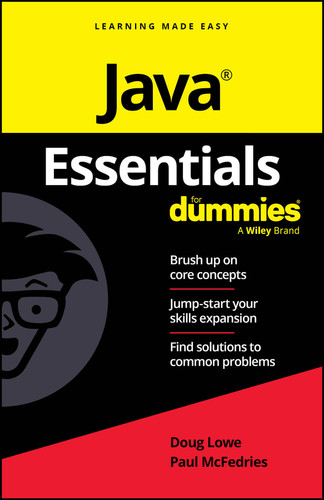 Java Essentials For Dummies book cover by Doug Lowe, Paul McFedries