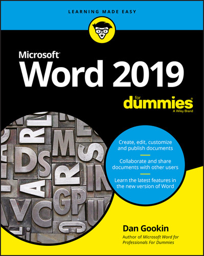 Word 2019 For Dummies book cover by Dan Gookin